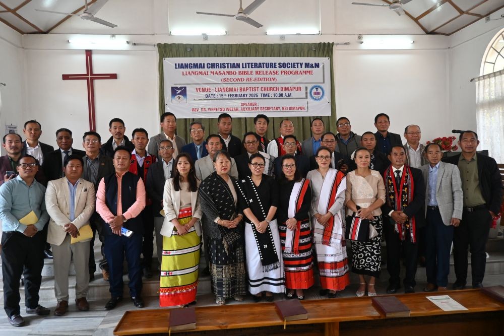 Bible Society of India, Dimapur releases second edition of Liangmai Masanbo Bible at Liangmai Baptist Church, Dimapur on February 15.